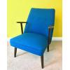 Danish Teak Arm Chair Blue Boucle wool